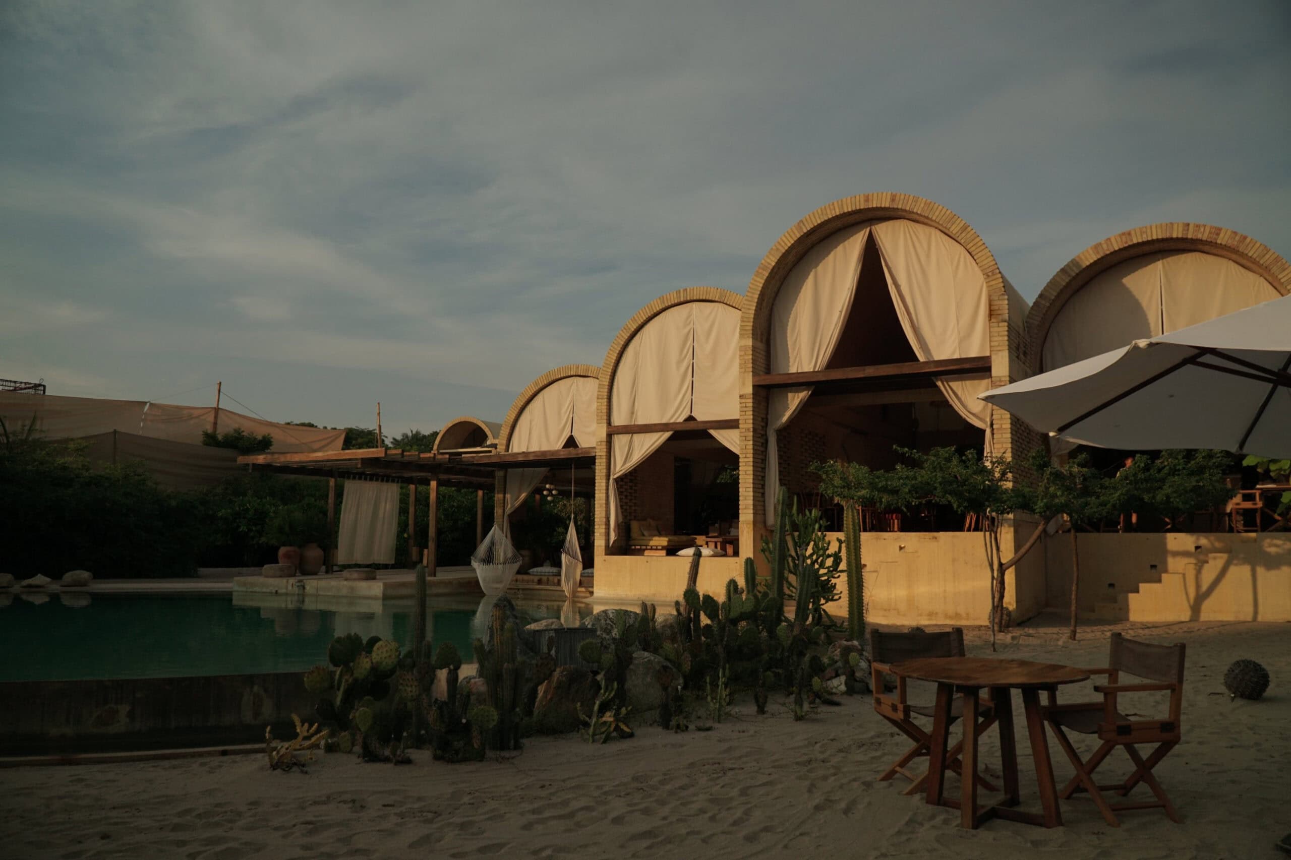 Brick vaults and gardens at Casona Sforza, Puerto Escondido