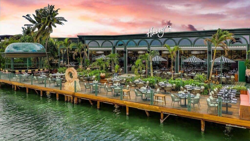 Sunset dinner at Harry’s on the Cancun lagoon