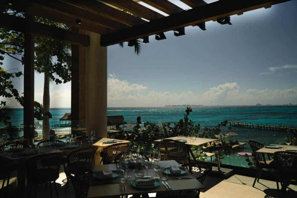 Terrace dining overlooking the Caribbean at Impression Isla Mujeres