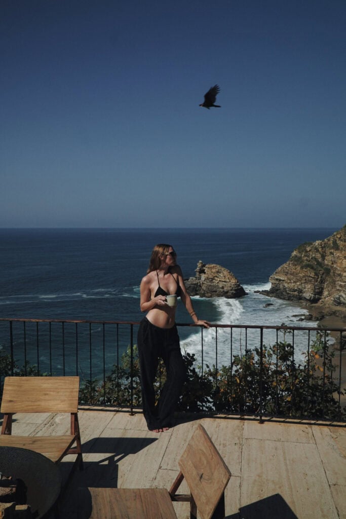Morning coffee on the clifftop terrace at La Valise Mazunte