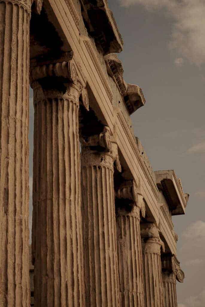 Looking up at the Parthenon columns