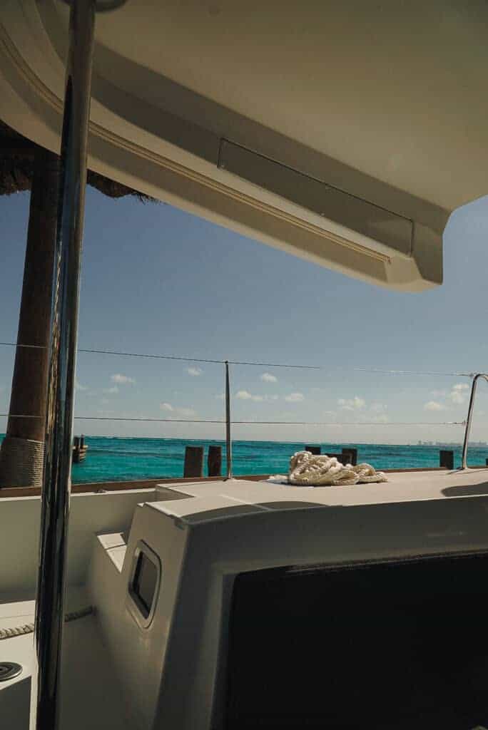 On deck of a private yacht off Cancun