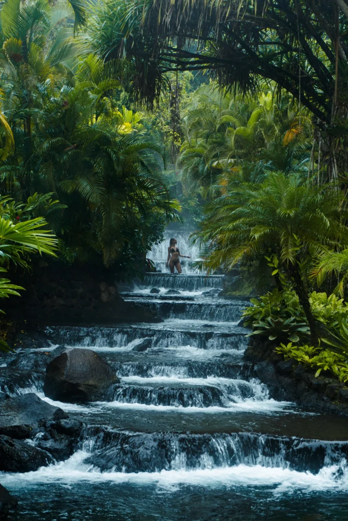 Cascading thermal river at Tabacon Hot Springs